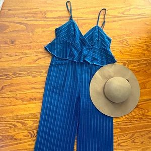 Anthropologie Ett:twa denim pinstripe jumpsuit